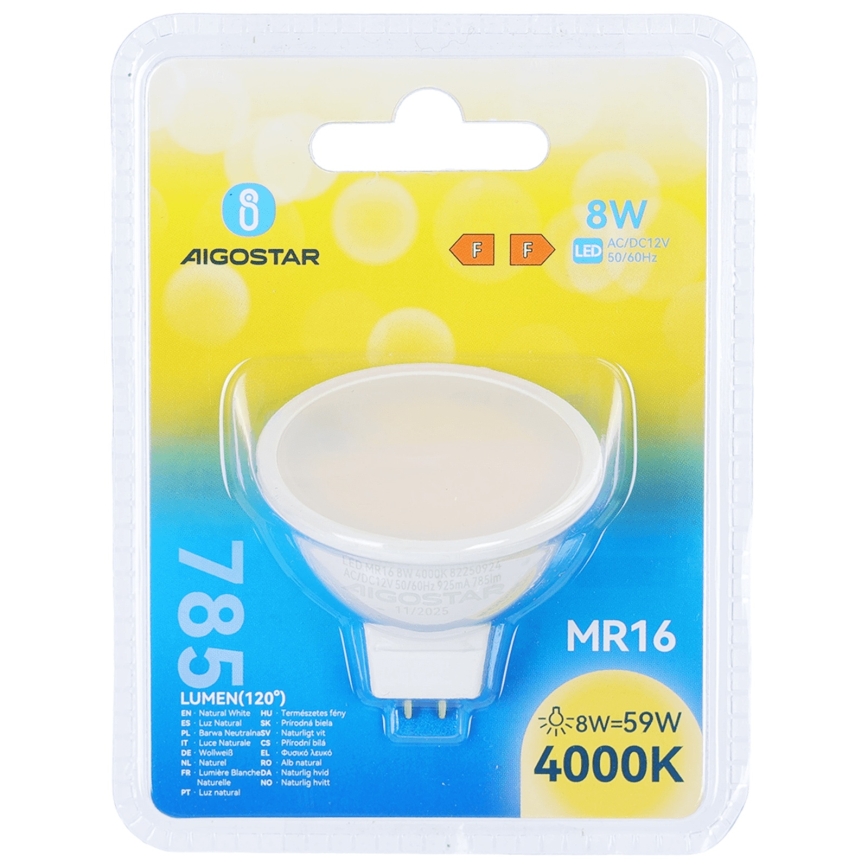 LED lemputė MR16 GU5,3/8W/12V 4000K - Aigostar
