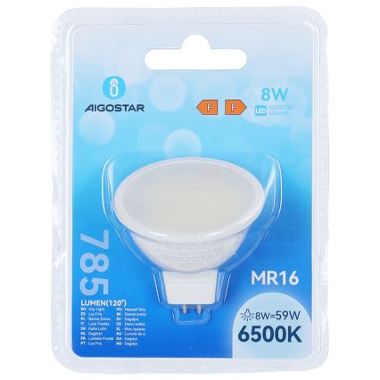 LED lemputė MR16 GU5,3/8W/12V 6500K - Aigostar