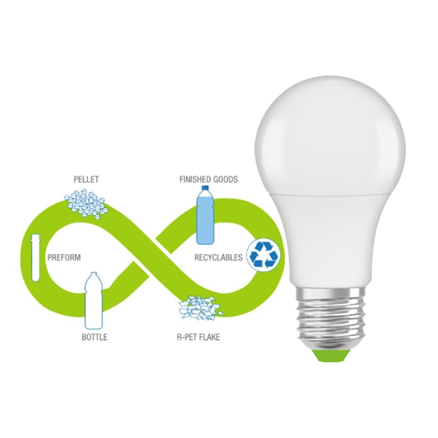 LED Lemputė pagaminta iš perdirbto plastiko A60 E27/8,5W/230V 2700K - Ledvance