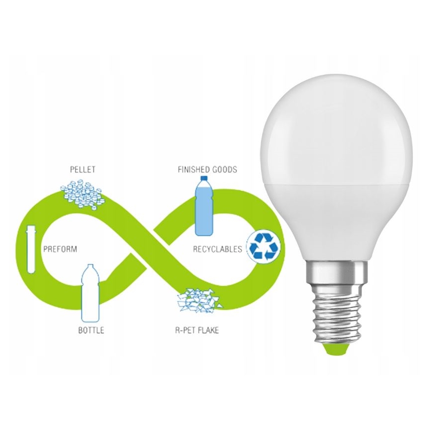 LED Lemputė pagaminta iš perdirbto plastiko P45 E14/4,9W/230V 4000K - Ledvance