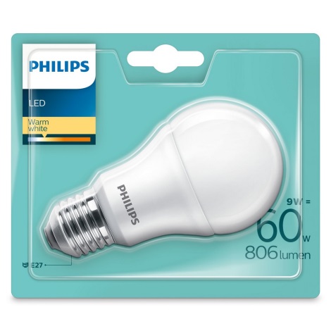 LED Lemputė Philips E27/9W/230V 2700K