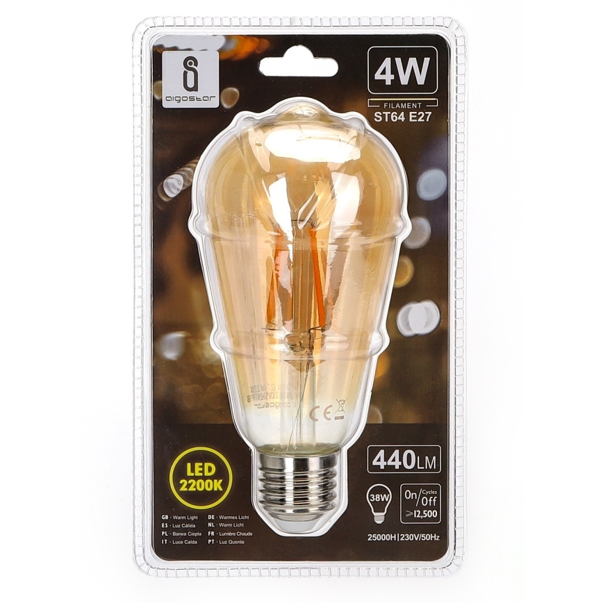 LED lemputė ST64 E27/4W/230V 2200K - Aigostar