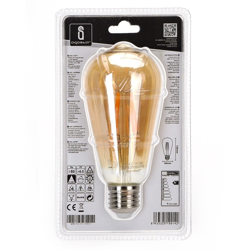 LED lemputė ST64 E27/4W/230V 2200K - Aigostar