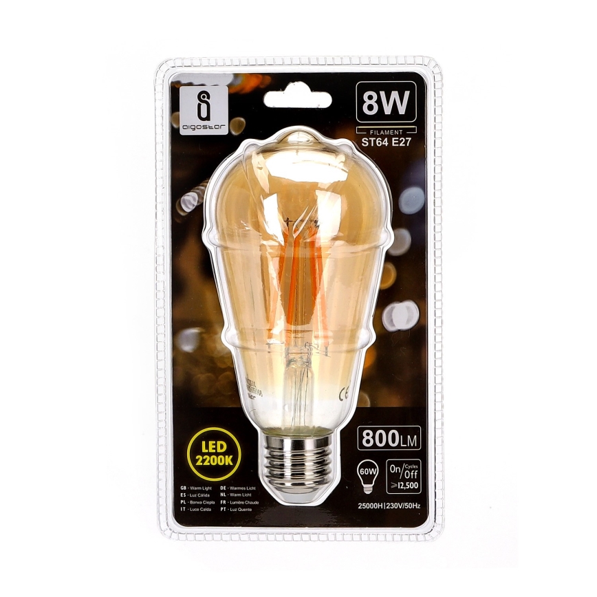 LED lemputė ST64 E27/8W/230V 2200K - Aigostar