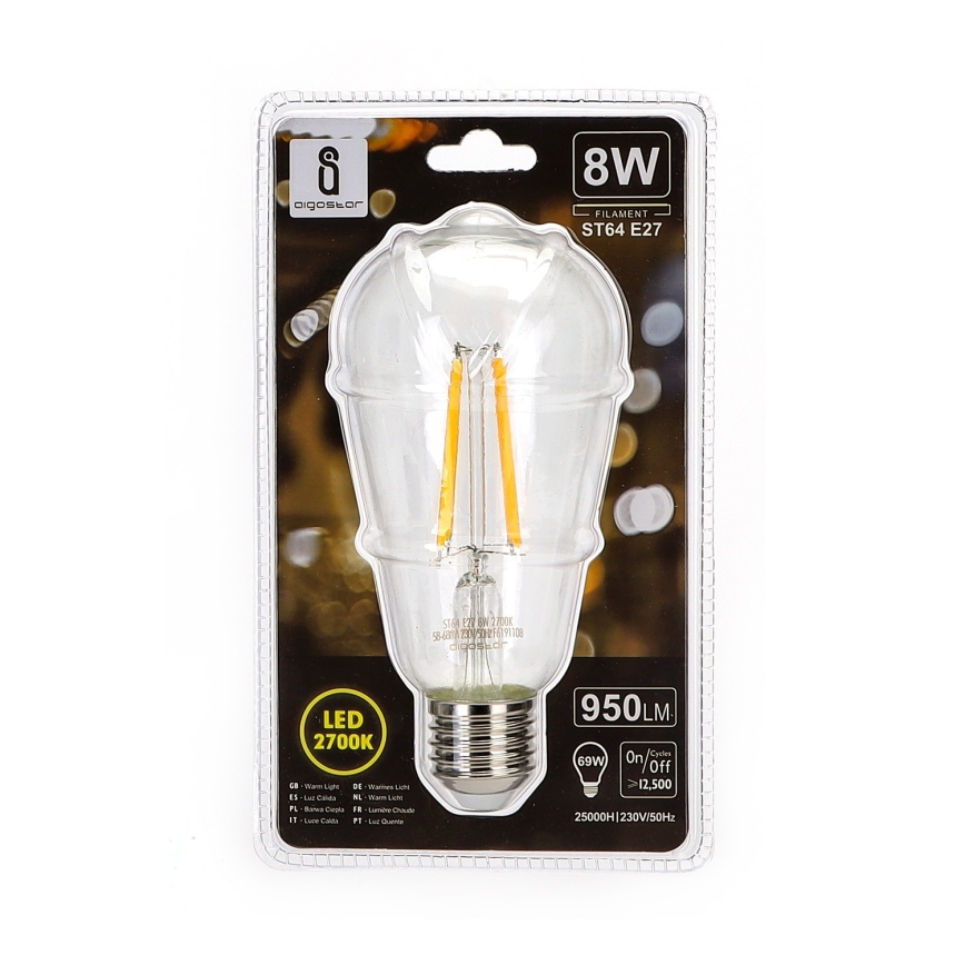 LED lemputė ST64 E27/8W/230V 2700K - Aigostar