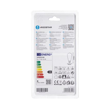 LED lemputė ST64 E27/8W/230V 330° 6500K - Aigostar