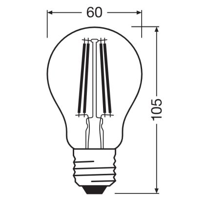 LED lemputė su sutemų jutikliu CLASSIC FILAMENT A60 E27/7,3W/230V 2700K - Osram