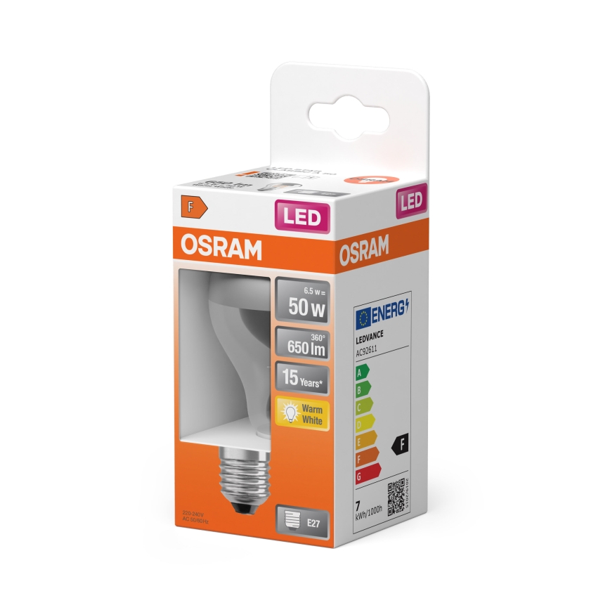 LED lemputė su veidrodiniu paviršiumi FILAMENT E27/6,5W/230V 2700K sidabrinė- Osram