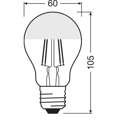 LED lemputė su veidrodiniu paviršiumi FILAMENT E27/6,5W/230V 2700K sidabrinė- Osram