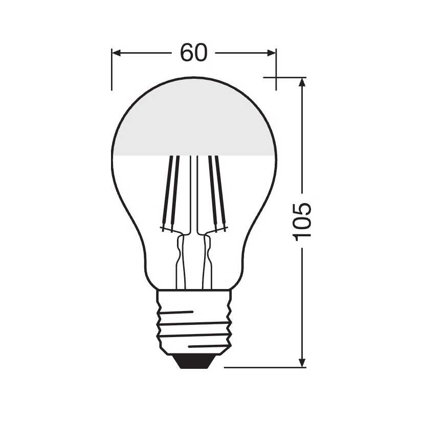 LED lemputė su veidrodiniu paviršiumi FILAMENT E27/6,5W/230V 2700K sidabrinė- Osram