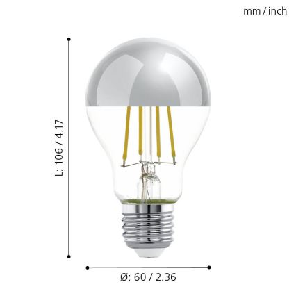 LED Lemputė su veidrodiniu sferiniu dangteliu A60 E27/7W/230V 2700K - Eglo 11834