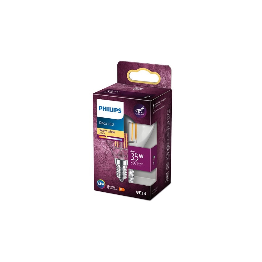 LED lemputė su veidrodiniu sferiniu dangteliu DECO Philips P45 E14/4W/230V 2700K