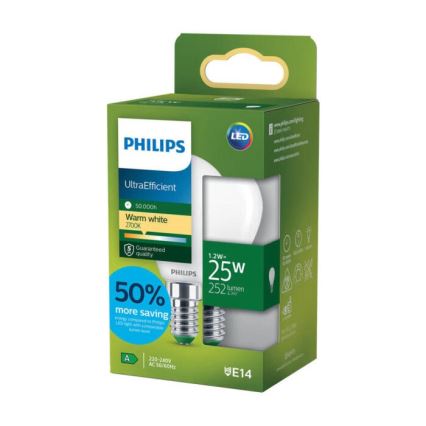 LED lemputė ULTRAEFFICIENT Philips P45 E14/1,2W/230V 2700K