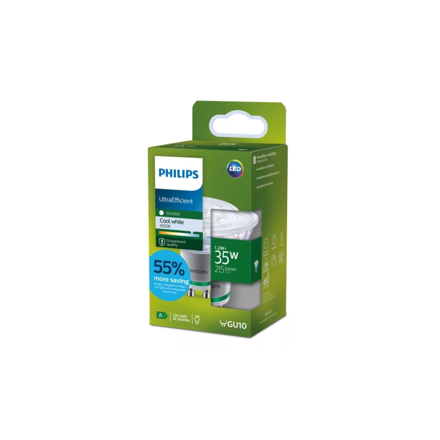 LED lemputė ULTRAEFFICIENT Philips PAR16 GU10/1,2W/230V 4000K