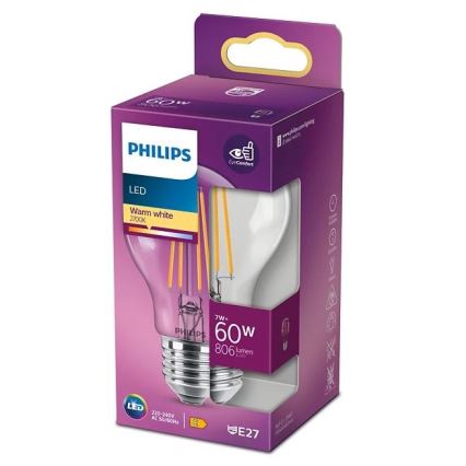 LED Lemputė VINTAGE Philips A60 E27/7W/230V 2700K