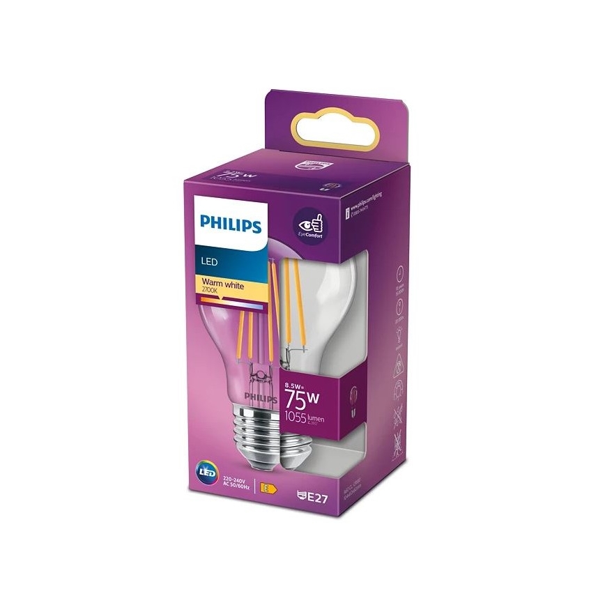 LED Lemputė VINTAGE Philips A60 E27/8,5W/230V 2700K