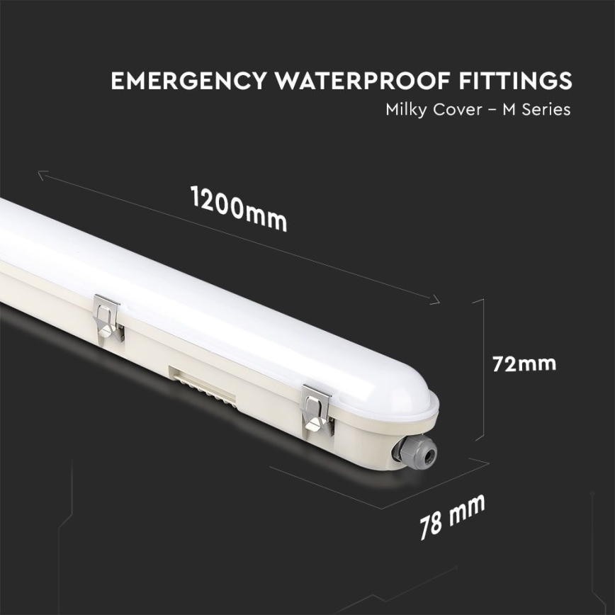 LED liuminescencinis techninis šviestuvas su avariniu moduliu EMERGENCY LED/36W/230V 6500K 120cm IP65