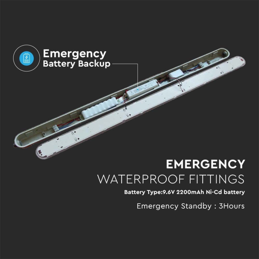LED liuminescencinis techninis šviestuvas su avariniu moduliu EMERGENCY LED/48W/230V 6500K 150cm IP65