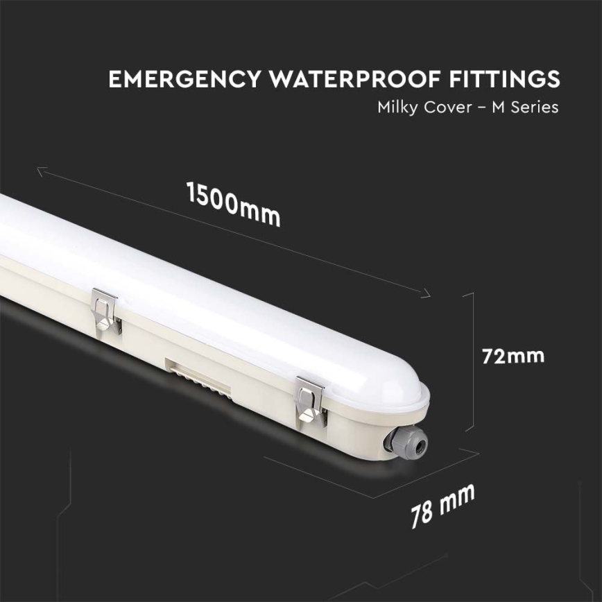 LED liuminescencinis techninis šviestuvas su avariniu moduliu EMERGENCY LED/48W/230V 6500K 150cm IP65