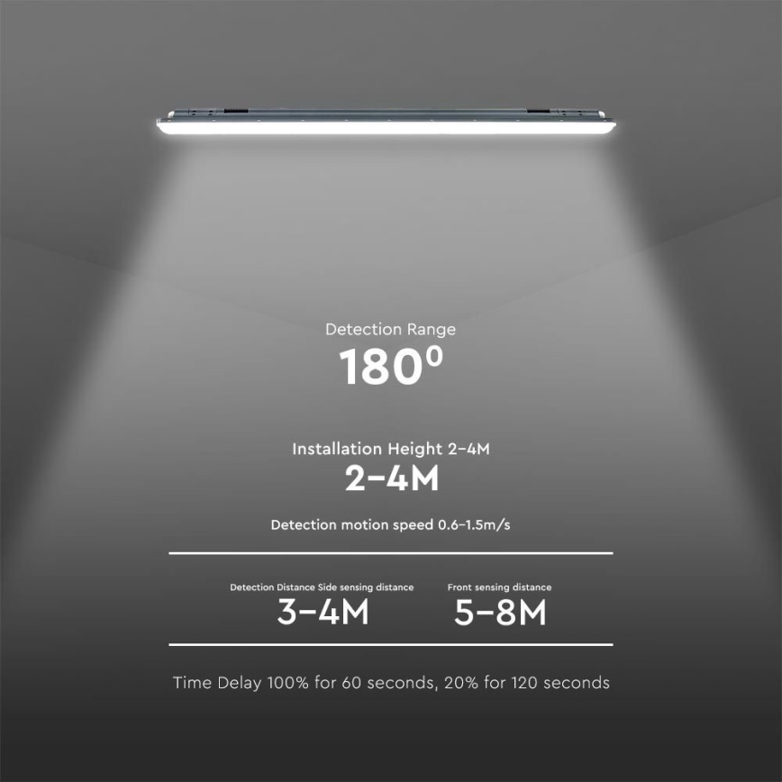LED liuminescencinis techninis šviestuvas su jutikliu  X-SERIES LED/36W/230V 6500K 120 cm IP65