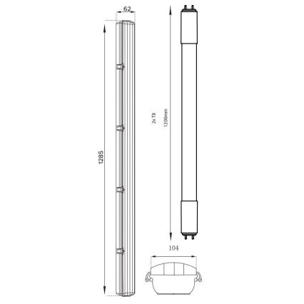 LED liuminescencinis techninis šviestuvas T8 2xG13/18W/230V 4000K IP65