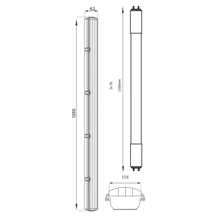 LED liuminescencinis techninis šviestuvas T8 2xG13/18W/230V 4000K IP65