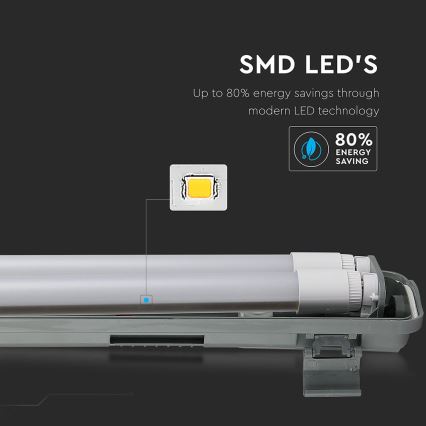 LED liuminescencinis techninis šviestuvas T8 2xG13/22W/230V IP65 6400K 156 cm