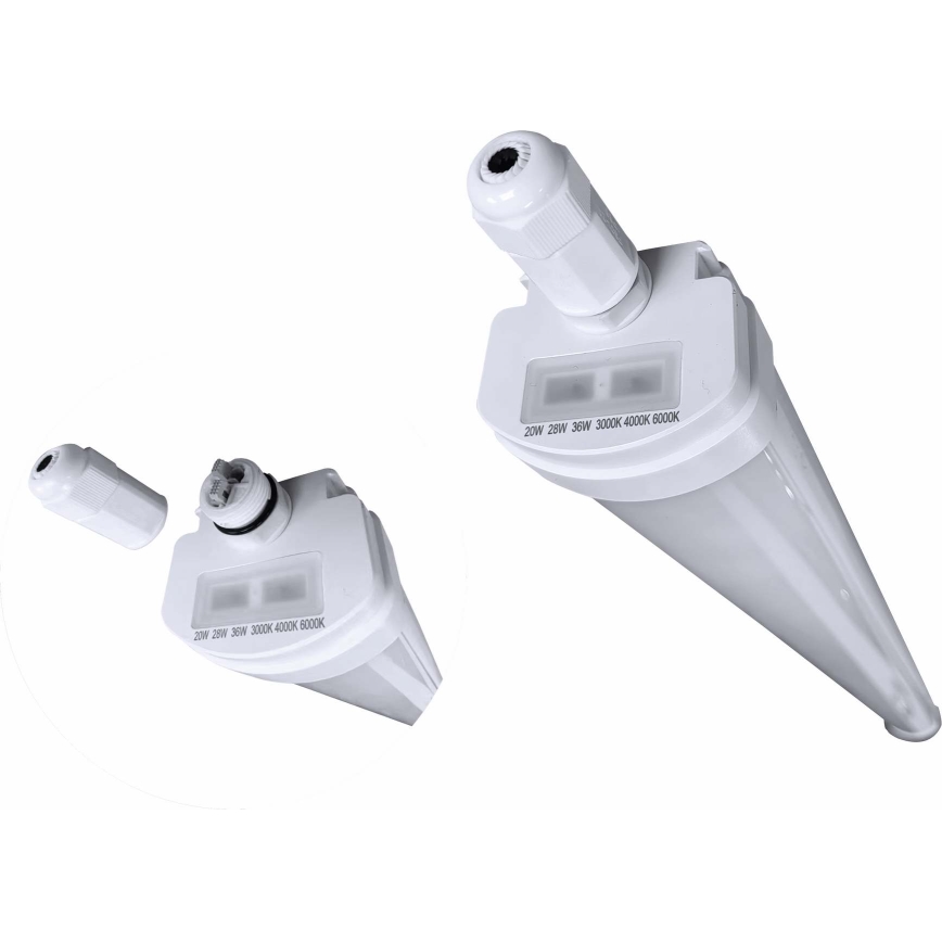 LED Pritemdomas didelio našumo fluorescencinis šviestuvas VOLITER LED/20/28/36W/230V 3000/4000/6000K 120 cm IP65 balta