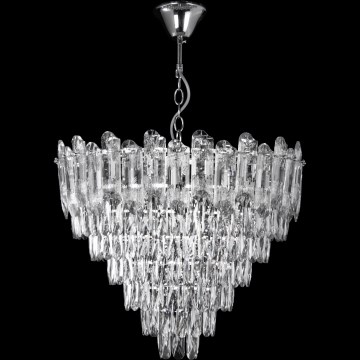 LED liustra ant grandinės 11xE27/60W/230V + 7xLED/6W, skersmuo 60 cm, blizgus chromas