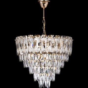LED liustra ant grandinės 9xE27/60W/230V + 6xLED/6W skersmuo 50 cm auksinė