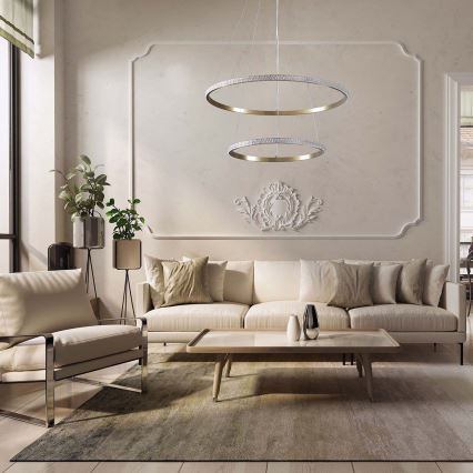 LED liustra ant kabelio DIANA LED/44W/230V 4000K, skersmuo 59 cm, auksinė