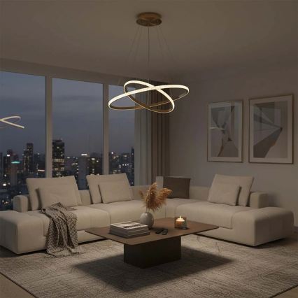 LED liustra ant kabelio DIANA LED/44W/230V 4000K, skersmuo 59 cm, auksinė