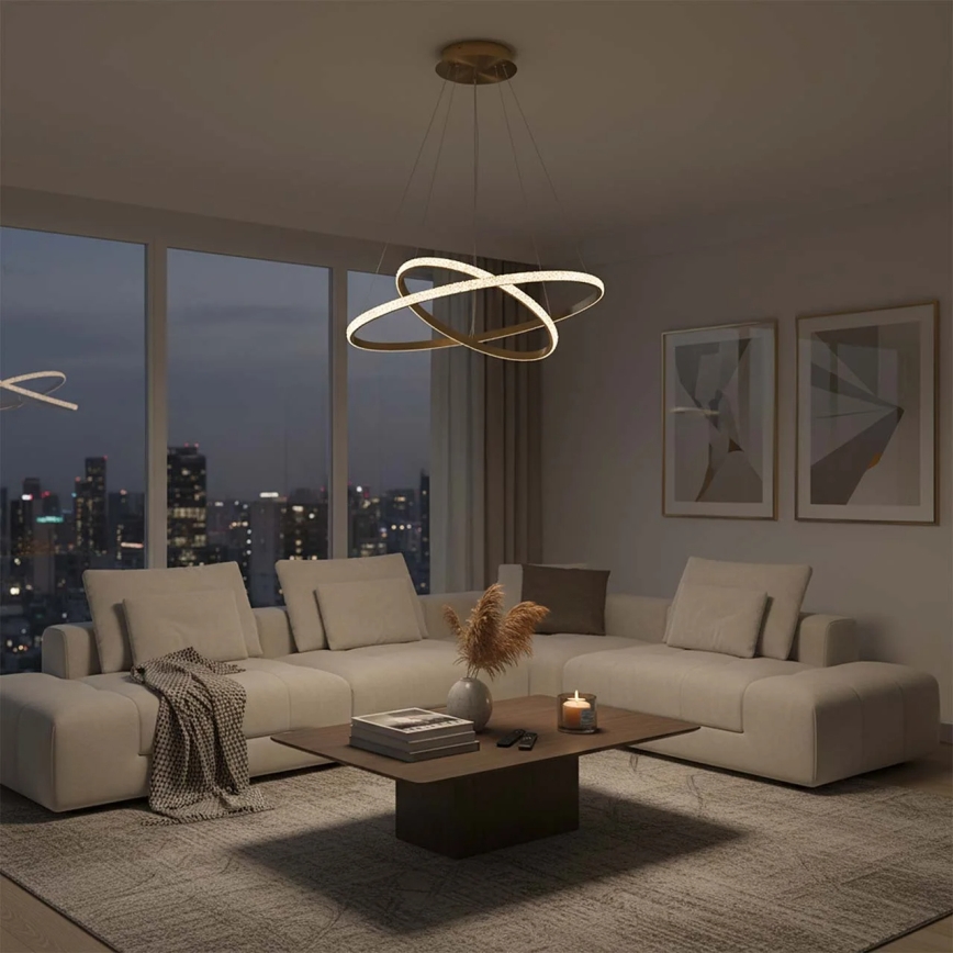 LED liustra ant kabelio DIANA LED/44W/230V 4000K, skersmuo 59 cm, auksinė