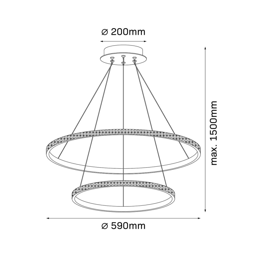 LED liustra ant kabelio DIANA LED/44W/230V 4000K, skersmuo 59 cm, auksinė