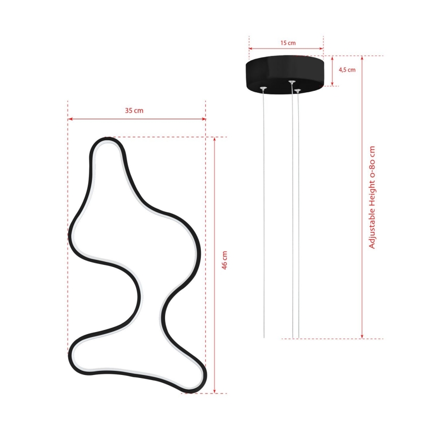 LED liustra ant laido ARTISAN LED/36W/230V 6500K juoda
