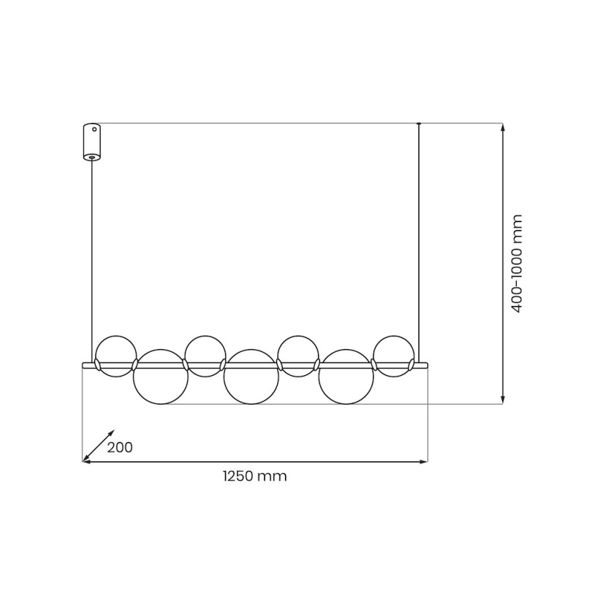LED liustra ant laido ATOLA LED/19W/230V juoda/skaidri