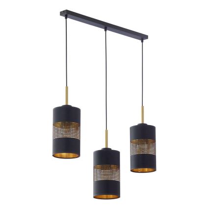 LED liustra ant laido BOGART 3xE27/15W/230V juoda/auksinė