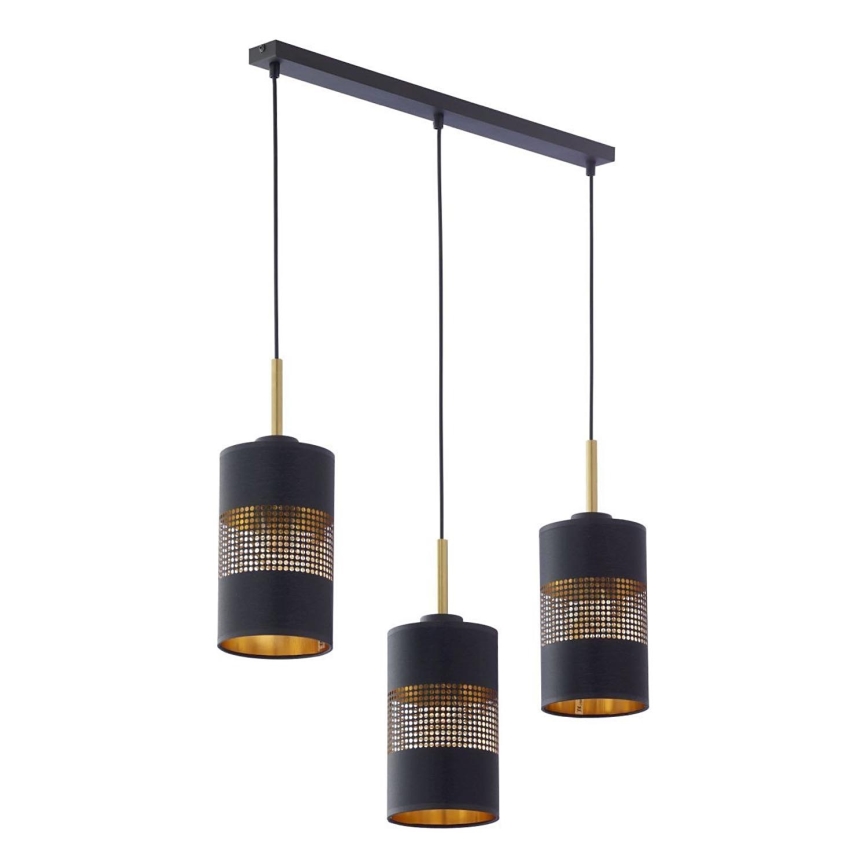 LED liustra ant laido BOGART 3xE27/15W/230V juoda/auksinė