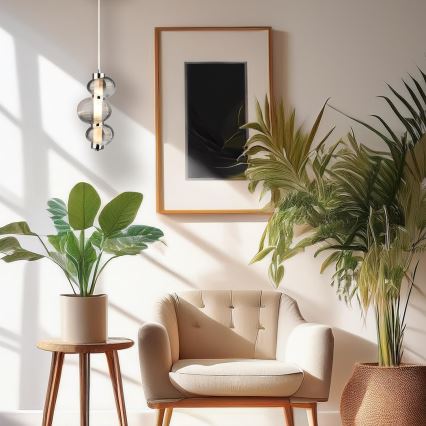 LED liustra ant laido BOLLA LED/12W/230V Ø 16 cm blizgus chromas/dūminė pilka