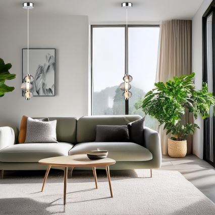 LED liustra ant laido BOLLA LED/12W/230V Ø 16 cm blizgus chromas/dūminė pilka