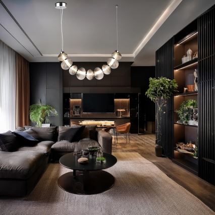 LED liustra ant laido BOLLA LED/36W/230V blizgus chromas/dūminė pilka