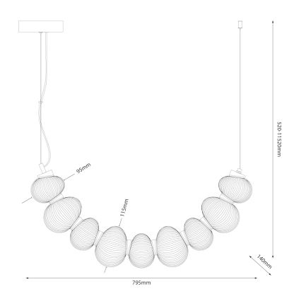 LED liustra ant laido BOLLA LED/36W/230V blizgus chromas/dūminė pilka