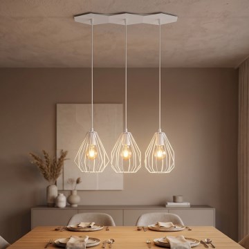 LED liustra ant laido BRYLANT 3xE27/60W/230V balta