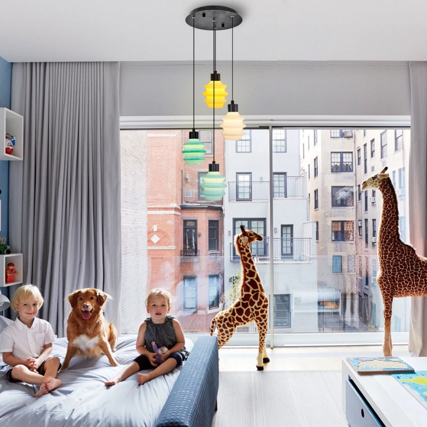 LED liustra ant laido CACTUS LED/12W/230V 3000K žalia/geltona/balta