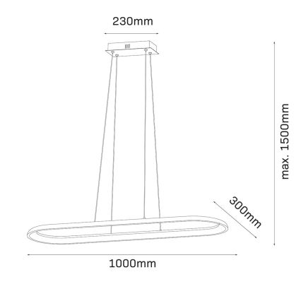 LED liustra ant laido CASHMERE LED/80W/230V 30x100 cm smėlio spalvos