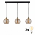 LED liustra ant laido DEVI 3xE27/15W/230V juoda/dūminė smėlinė