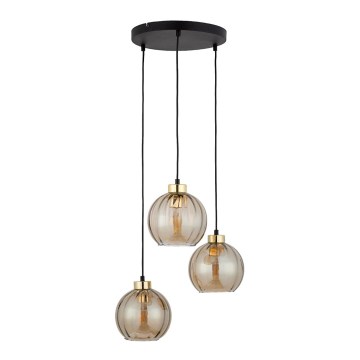 LED liustra ant laido DEVI 3xE27/15W/230V juoda/dūminė smėlinė