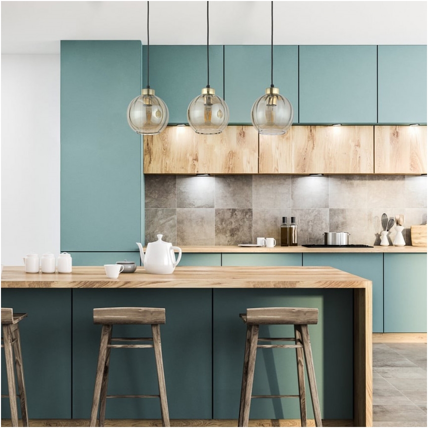 LED liustra ant laido DEVI 3xE27/15W/230V juoda/dūminė smėlinė