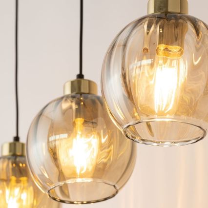 LED liustra ant laido DEVI 3xE27/15W/230V juoda/dūminė smėlinė