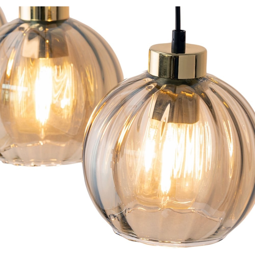 LED liustra ant laido DEVI 3xE27/15W/230V juoda/dūminė smėlinė